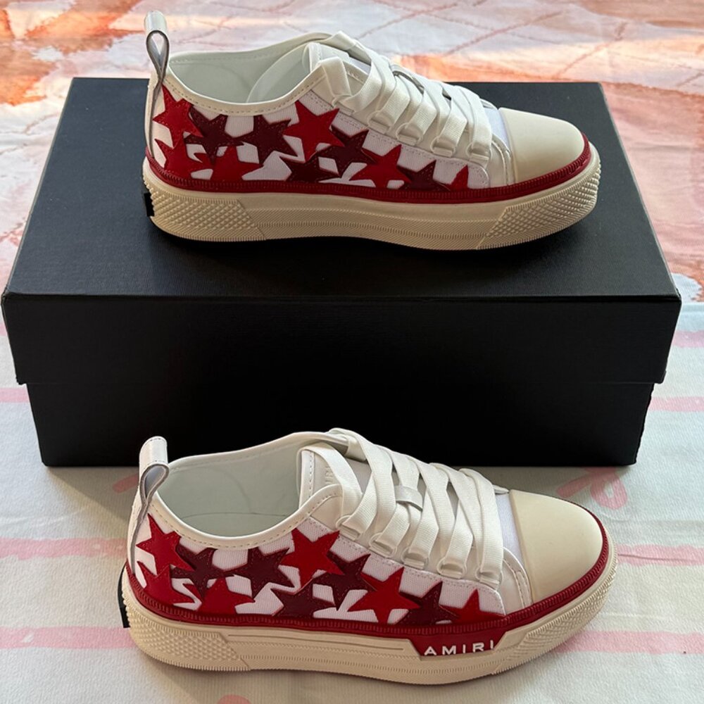 Amiri Stars Court Low Red Canvas Sneakers